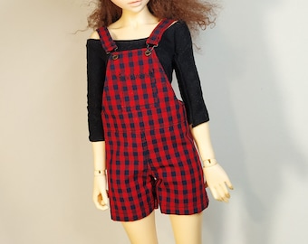 Minifee great overalls dungarees onesies red black checkered print and working straps! Minifee clothes outfit pants shorts