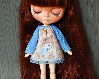 Boho vintage blouse for blythe and pullip dolls, a bit country vibe