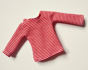 Red stripes! - must have blythe pullip blouse jumper tee for blythe pullip azone obitsu and similar dolls, blythe pullip outfit clothes