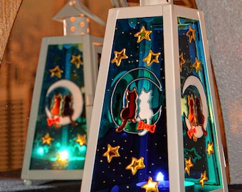 Acchiappasole in vetro colorato a forma di gatto: decorazione personalizzata per finestre, regalo per amanti dei gatti (25,4 x 20,3 cm) - Italia