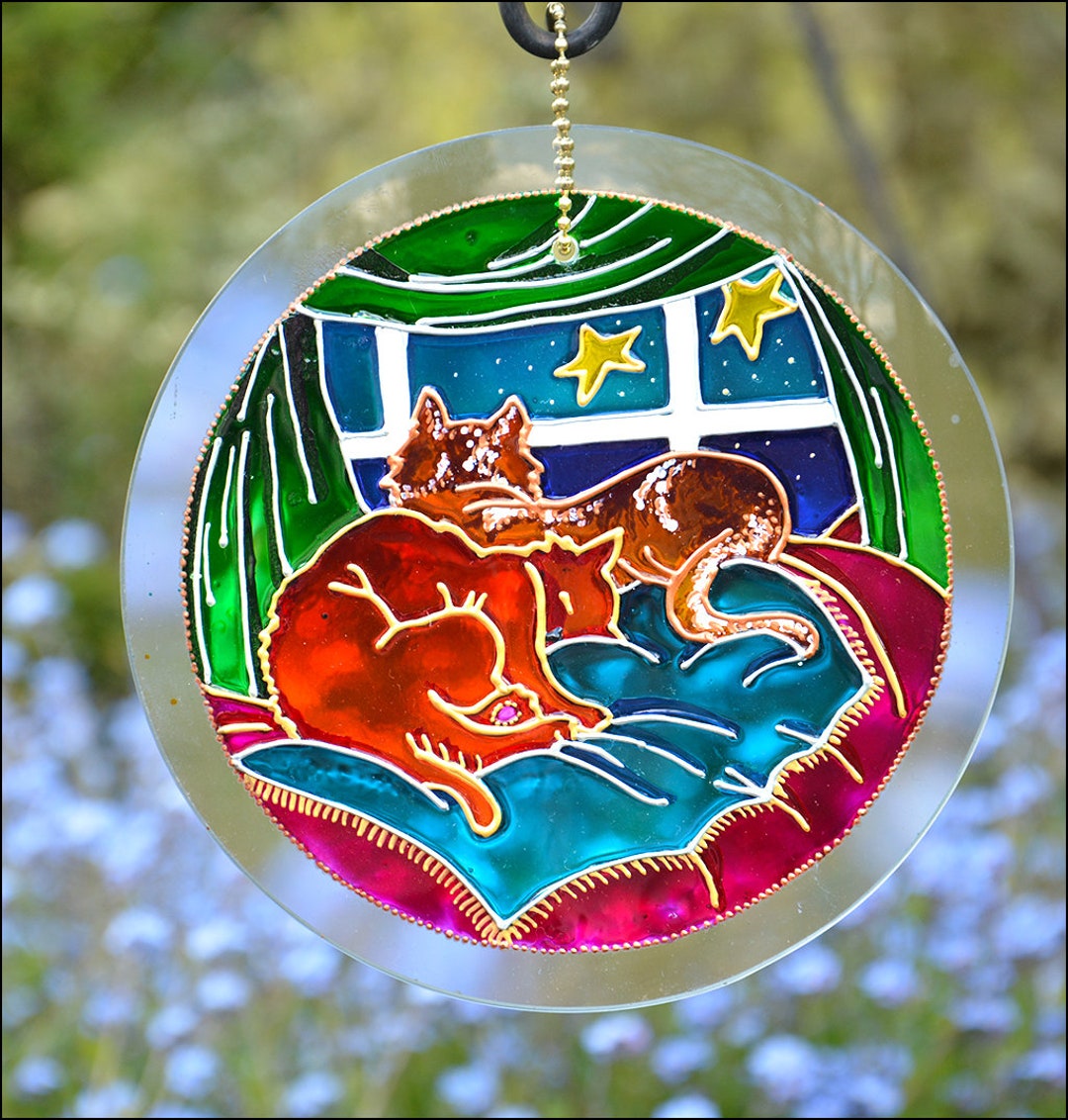 Cat Lover Stained Glass Suncatcher - READY to SHIP GIFT - Etsy