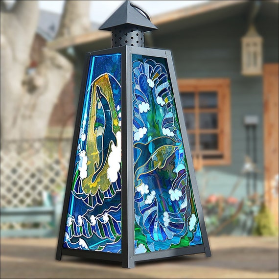 Stained glass solar sale lantern