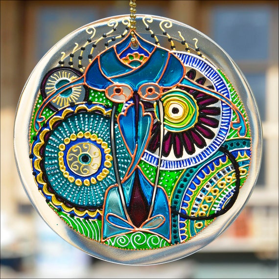 1 Pièce Pendentif Décoratif Chat Mandala, Ornement Suspendu Rond