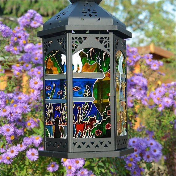 Omtrek Aarzelen verkiezing Grote Marokkaanse lantaarn voor raam of tuin Kat Lover Gift - Etsy België