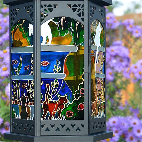 Stained glass solar lantern deals
