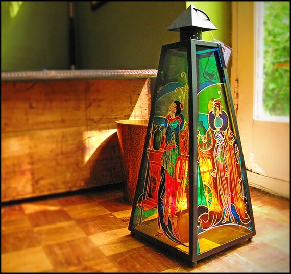 Stained glass hanging sale lantern