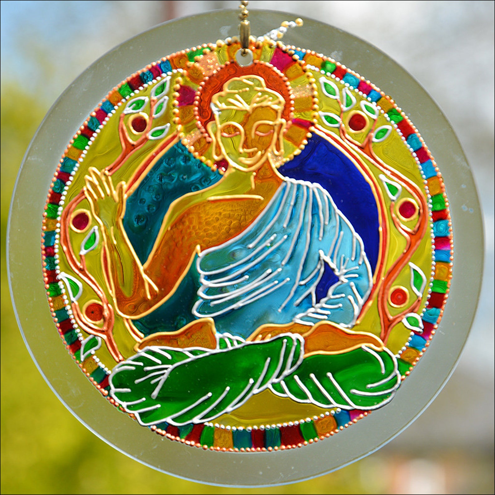Stained Glass Buddha Wall Art Zen Garden Suncatcher Yoga Art | Etsy