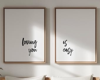 Tweedelige set met Loving You Is Easy, minimalistisch romantisch decor (digitale download)