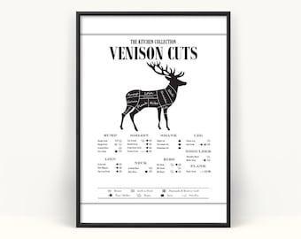 Venison Cuts Butcher Diagram Print, Kitchen Wall Art (Digital Download)