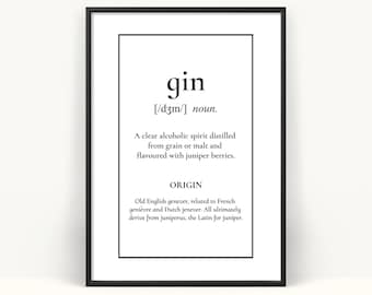 Definition Print, Gin Lover Gift, Bar Cart Decor (Digital Download)