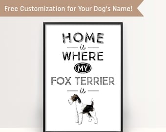 Personalisierbar Fox Terrier Kunstdruck | Hundeliebhaber Geschenk (Digitaler Download)