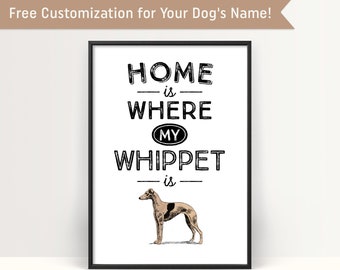 Whippet Dog Art Print, Gifts for Whippet Owners, Dog Breed Decor Ideas, Unique Whippet Gift Items, Puppy Breed Wall Art