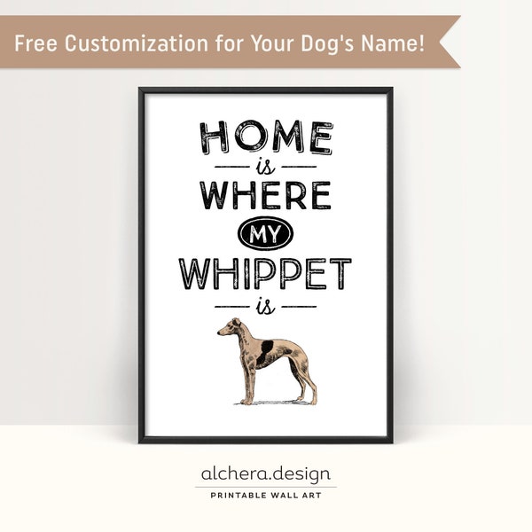 Whippet Dog Art Print, Gifts for Whippet Owners, Dog Breed Decor Ideas, Unique Whippet Gift Items, Puppy Breed Wall Art