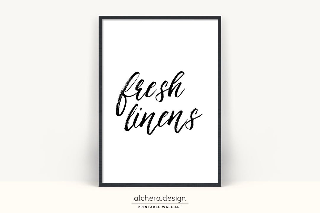 Fresh Linens Laundry Room Sign Typographic Print Decor Laundry Word Art ...