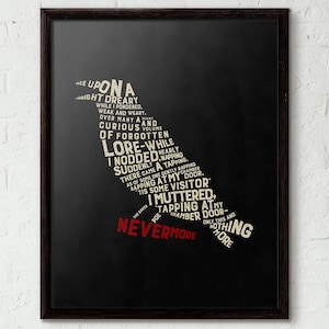 Edgar Allan Poe, Der Rabe, literarisches Geschenk, Buchliebhaber Geschenk, literarisches Poster Druck, literarische Kunst Zitate