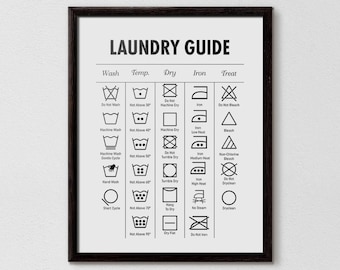 Laundry Guide Print, Symbols Chart (Digital Download)