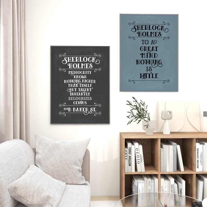 Sherlock Art Print, Literature poster, Literary art prints, Reading posters, Book cover poster, Printable book art image 2