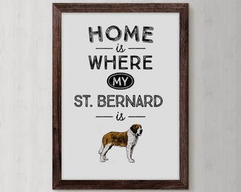 Saint Bernard Dog Art Print, Home Decor (Digital Download)