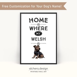 Customizable Welsh Terrier Wall Art, Printable Dog Art with Custom Name, Welsh Terrier Home Decor, Personalized Pet Printable Art