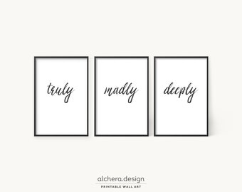 Truly Madly Deeply muurkunst, liefdescitaten slaapkamer (digitale download)