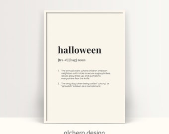 Halloween Definition Art, Printable Halloween Meaning, Halloween Word Definition Print, Spooky Definition Wall Art, October 31 Printable