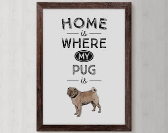 Personalized Pug Poster, Custom Dog Art (Digital Download)