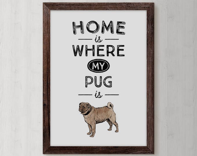 Pug Art Prints, Pug Gift, Pug Mug, Pug Poster, Pug Art, Pug Lover Gift, Pug Owner, Pug Prints, Pug Mom, Pug Decor, Pug Dog, Pug Painting