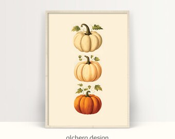 Rustic Fall Farmhouse Pumpkin Print, Pumpkin Watercolour Painting for Fall, Printable Autumn Pumpkin Wall Art, Rustic Watercolor Pumpkin Art