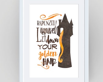 Rapunzel Watercolor Print: Tangled Nursery Art (Digital Download)