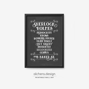 Sherlock Holmes inspirational quote print, Detective quote wall art poster, Vintage literary quote decoration, Quote poster, Detective gift