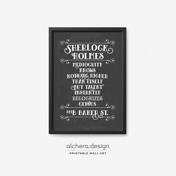 Sherlock Holmes inspirational quote print, Detective quote wall art poster, Vintage literary quote decoration, Quote poster, Detective gift