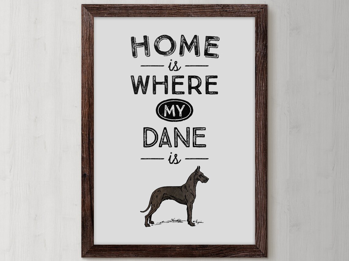 Great Dane Dane Great Dane Art Great Dane Gift Black Great - Etsy