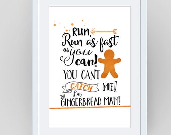 Gingerbread Man Quote Print, Nursery Wall Art (Digital Download)
