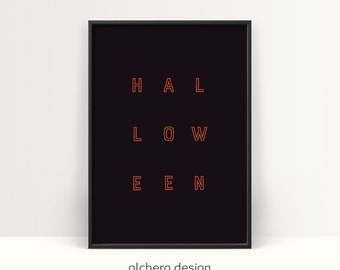 Modern Halloween Wall Decor,  Minimalist Halloween Decoration, Chic Halloween Typography Print, October Seasonal Wall Art