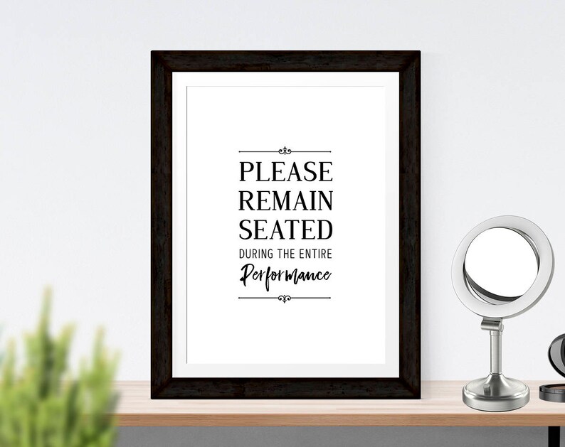 Funny Bathroom Sign, Please Remain Seated, Bathroom Art, Bathroom Quote, Bathroom Typography, Modern Bathroom, Minimalistic Bathroom image 6