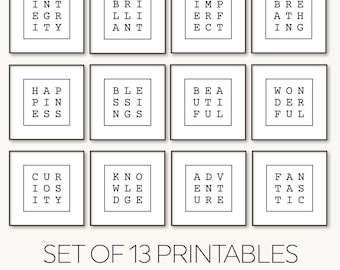 Inspirerende woordkunstprints, modern interieur (digitale download)