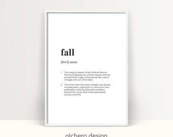 Fall Dictionary Art, Fall Definition Print, Romantic Fall Decor, Dictionary Style Fall, Fall Love Printable