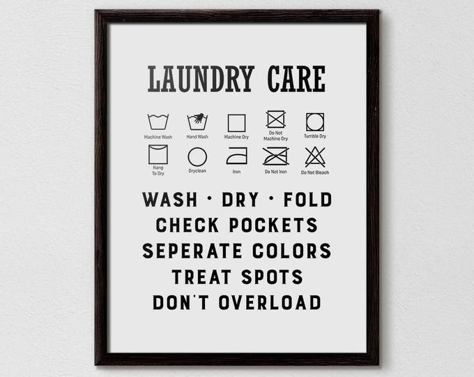 laundry wall decor, ironing sign, laundry sign, functional poster, Wash Symbols, poster bathroom, laundry symbols sign, laundry symbols,