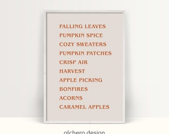 Neutral Fall Poster, Printable Autumn Decor, Falling Leaves Print, Neutral Autumn Art, Fall Typography, Autumn Vibe Wall Decor