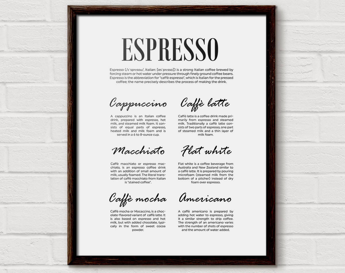 Espresso Coffee Chart