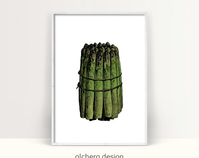 Asparagus, Kitchen Print, Art Prints, Kitchen Prints, Wall Art Prints, Wall Prints, Food Art, Vegan, Vegetarian, Vegetable, Veg, Food, Cook