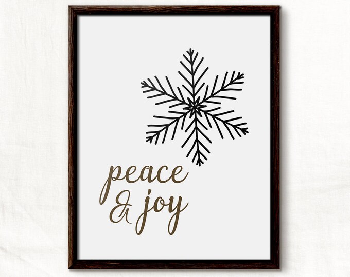 Joy Peace, Joy Art, Snowflake Decor, Winter Decor, Snow Print, Christmas DIY, Snow Flake Decorations, Snow Art, Snowflake Printable,