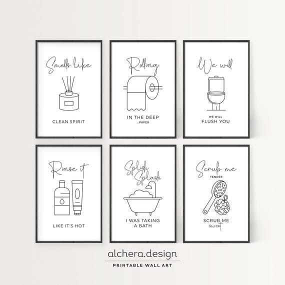 Funny Bathroom Signs, Humorous Printable Wall Decor (Instant Download)