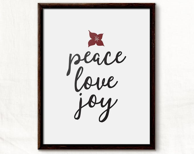 Peace, Love, Joy, Christmas Peace, Christmas Decoration, Mistletoe Print, Mistletoe Art, Christian Print, Christian Art, Scripture Art