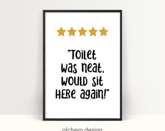 Funny Bathroom Art, Toilet Humor Print, Bathroom Wall Decor, Guest Bathroom Art ,Bathroom Rating Wall Print