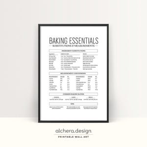 Druckbare Backtabelle, Zutatenaustausch & Maßeinheitenumrechnungen (Digitaler Download)