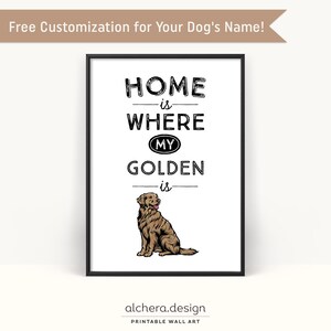 Personalized Golden Retriever Art Print, Customizable Dog Lover Wall Art, Golden Retriever Home Decor, Pet Name Custom Wall Art