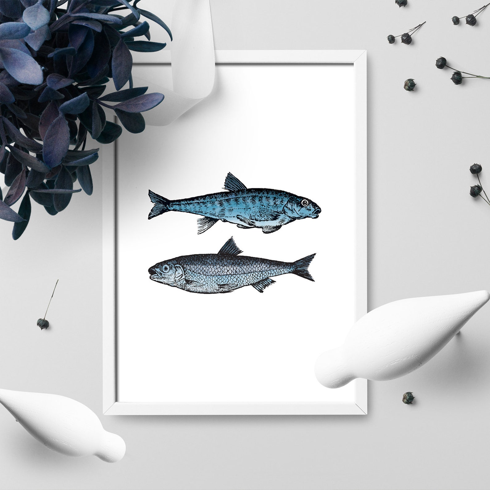 Fish Wall Art Fish Print Wall Art Wall Art Print Blue Etsy