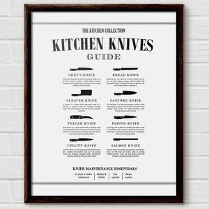 Kitchen Knife Chart, Butcher Print, Kitchen Diagram, Cooking Knife, Butcher Knives, Chef Knife, Kitchen Chart, Unique Cooking Gift, KP14 image 6