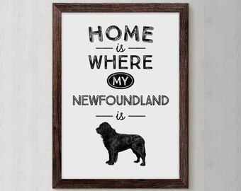 Impressão digital de um cão Terra Nova, decoração para casa, presente para amantes de animais de estimação.